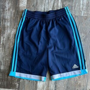 Adidas Dark Blue Shorts with Aqua Stripes